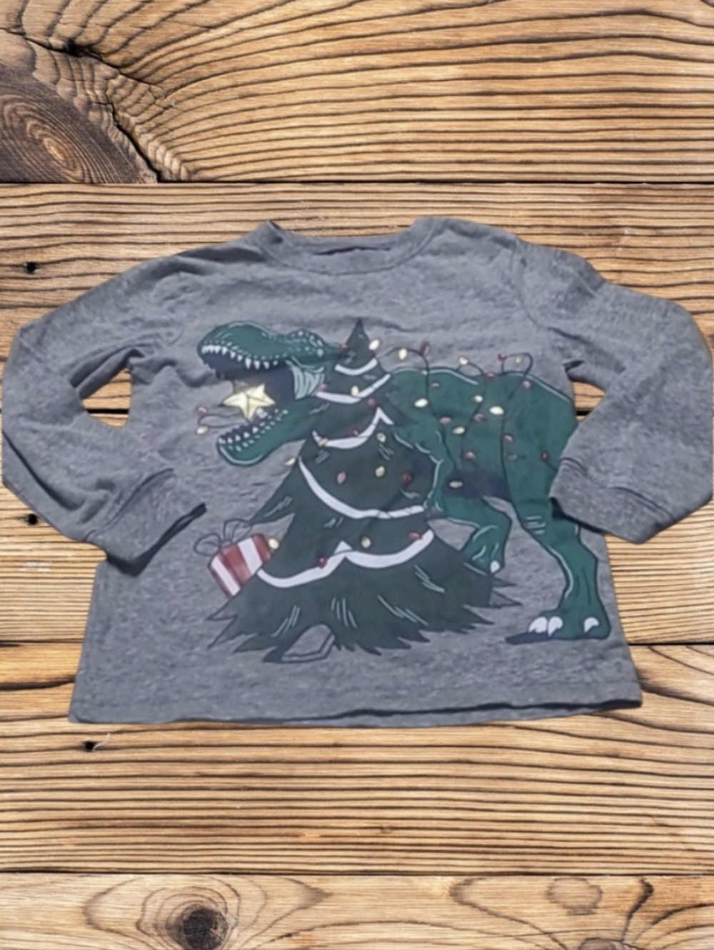LITTLE BOY'S CARTER'S KID CHRISTMAS DINOSAUR LONGSLEEVE SHIRT